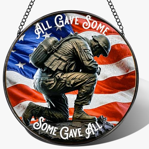 Stained Glass Window Hanging Suncatcher (Patriotic Soldier)