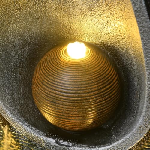 53'' Outdoor Garden Water Fountain with Lights (Gray)