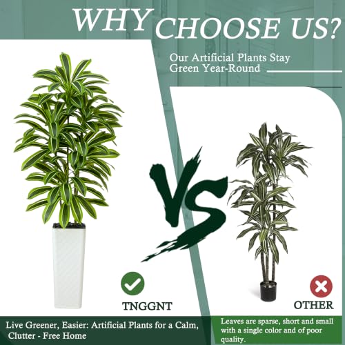 Artificial Dracaena Tree (Dark Green – White Pot / 7FT)