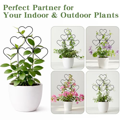 15 Inch Trellis for Climbing Plants Outdoor 9 Pack (Black - Heart / 9 pack)