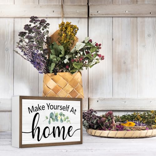 Make Yourself at Home Wooden Box Sign Desk Decor (Make Yourself at Home)