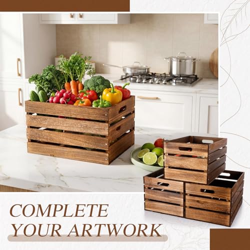 3 Pack Large Wood Crates Box for Storage 16 Inch (Brown / 16 Inch)