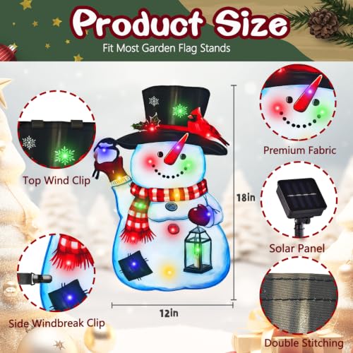 12x18 Solar Christmas Snowman Garden Flag (Smile Snowman-Colorful-12x18 / 12×18inch)