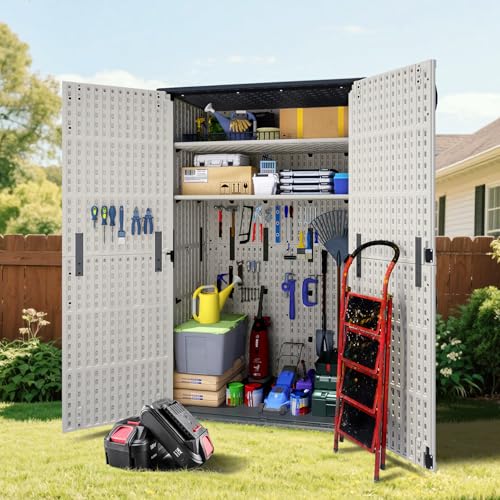 50 CuFt Outdoor Storage Cabinet with Lockable Doors (50 CUFT / Classic / Beige)