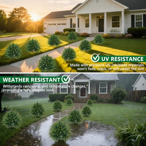 Artificial 2 Pack Cedar Topiary Trees with Ground Spike for Porch Decor (Cedar Ball)