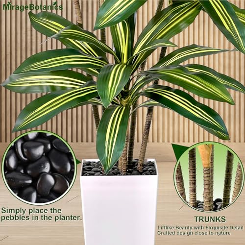 Artificial Dracaena Tree 5FT Tall Fake Plant with White Planter