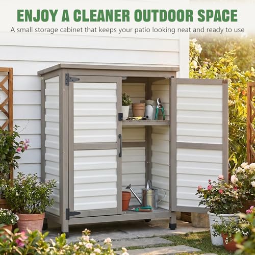 32" Small Outdoor Storage Cabinet (White / 32" x 13" x 40")