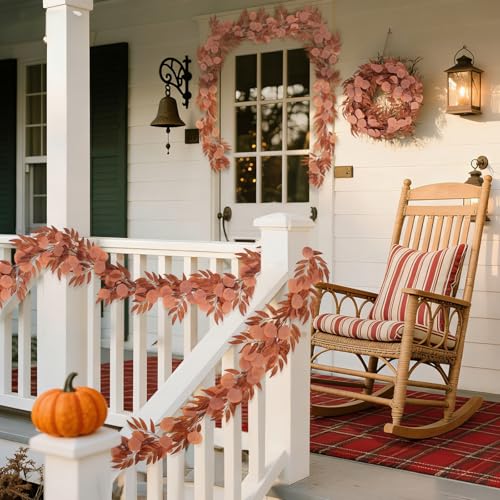 Artificial Silk Eucalyptus Vine Fall Garland with Willow Leaves 2P (Eucalyptus Leaf Orange)
