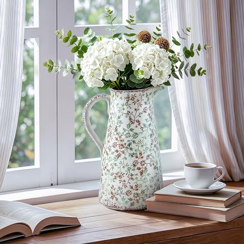 Decorative Pitcher Vase (03-green and Beige-12.2 Inch)