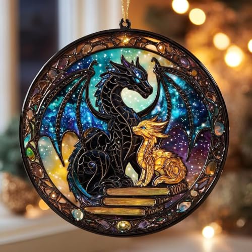 Fantasy Dragon Acrylic Suncatcher Ornament Book Lover Gift Fantasy Fans Decor for Readers (1-fba-ett-evg-b509-o.1 / 8")