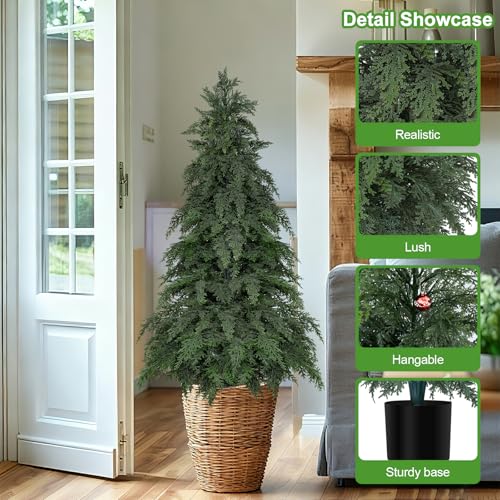 2Pack Fake Cypress Topiary Trees with Pot (4FT/48IN)