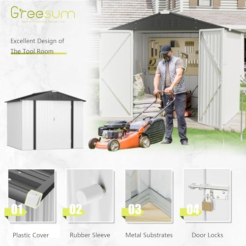 8x6FT Outdoor Storage Shed Utility Tool Shed (8x6 / White)