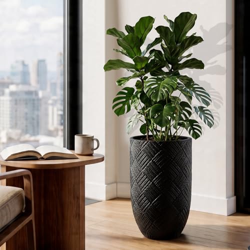 17.7" Tall Planter for Indoor Plants (Black / 17.7 Inch)