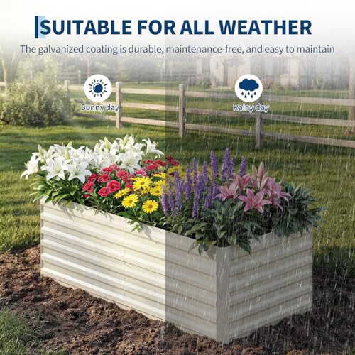 2PCS 6x3x2ft Galvanized Raised Garden Bed (Beige-rect. / 6x3x2ft 2pcs)