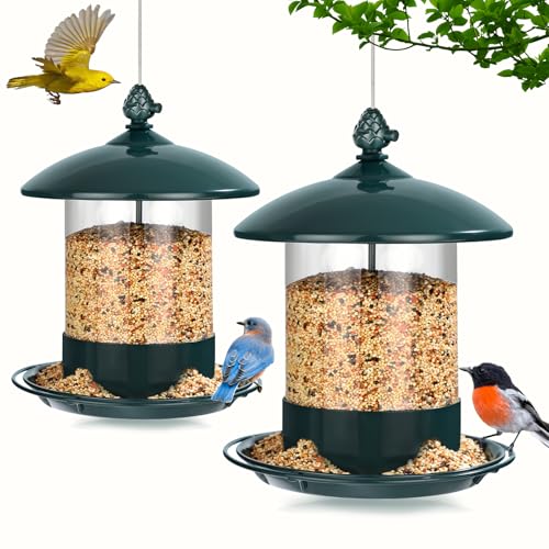 Metal Bird Feeders for Outdoors Hanging (Green)