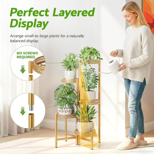 Gold Plant Stand Indoor Outdoor (GoldWave / 5-tiers)