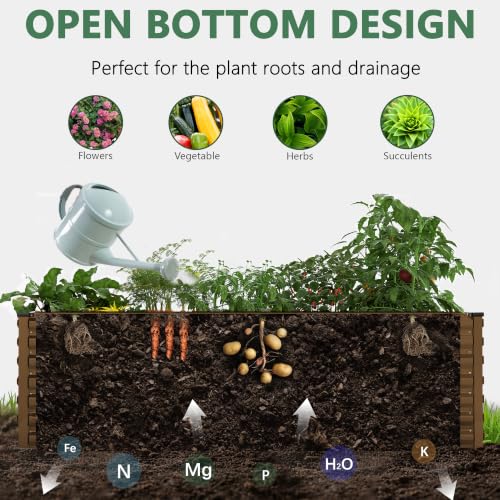 8x4x3ft Raised Garden Bed Outdoor (Brown / 8x4x3 FT-2PC)