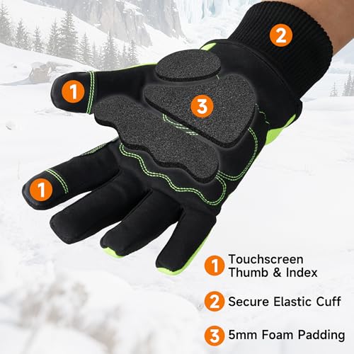 100% Waterproof Winter 1 Pair Pack Work Gloves for Men Yellow S (Yellow - Thermal / Small)