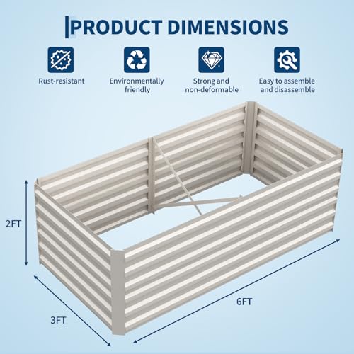 6x3x2ft Galvanized Raised Garden Bed (Beige-rect. / 6x3x2ft)