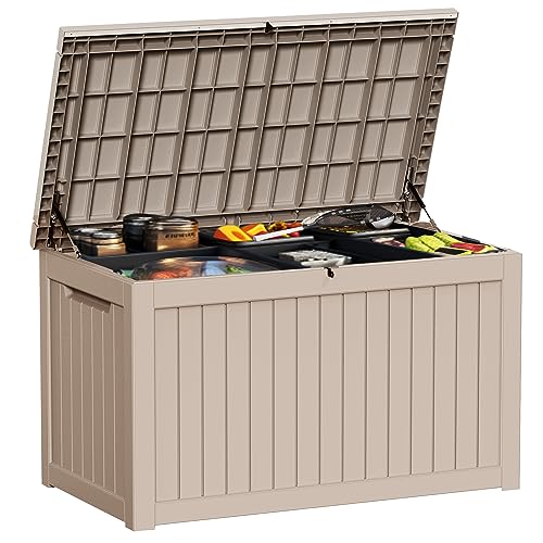 280Gal Outdoor Storage Box Waterproof Lockable Deck Box (Grey / 280 Gallon)