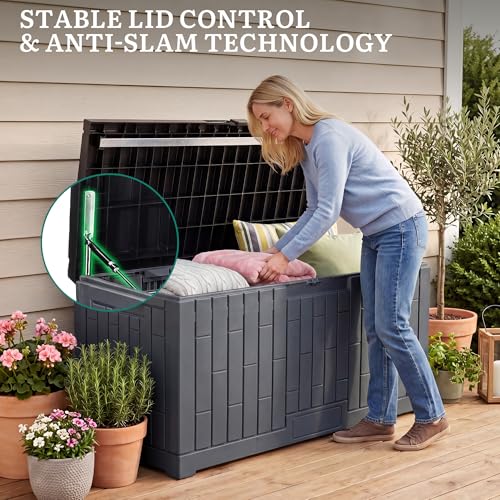 120 Gallon Outdoor Storage Deck Box (Deck Box / 120 Gallon / Dark Gray)