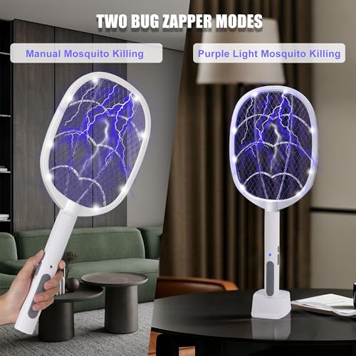 3 Packs Electric Fly Swatter Rackets (White-3 packs)