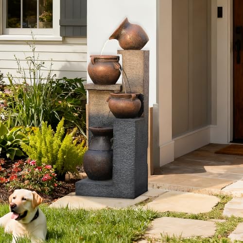 53" H Large Water Fountain Outdoor (Gray)