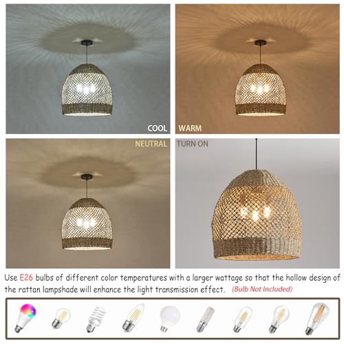 19.7in Boho Rattan Chandelier 3 (3-Light 19.7 inch)