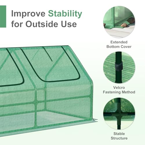 4 x 2 x 2 ft Mini Greenhouse with 2 Zipper Doors (Green / 4 x 2 x 2 ft)
