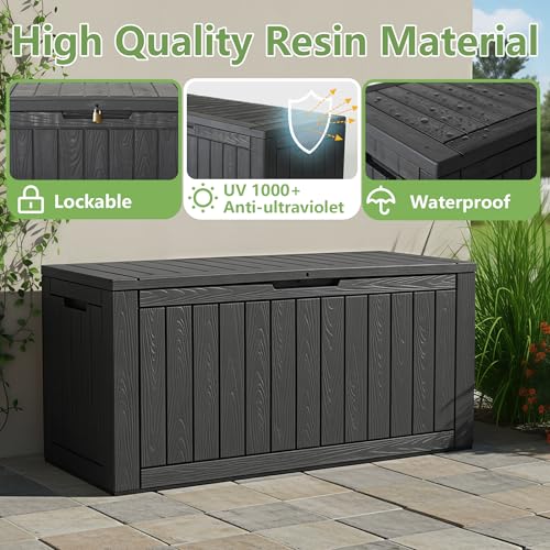 120 Gallon Outdoor Storage Box Waterproof Deck Box for Patio (Black / 120 Gallon)