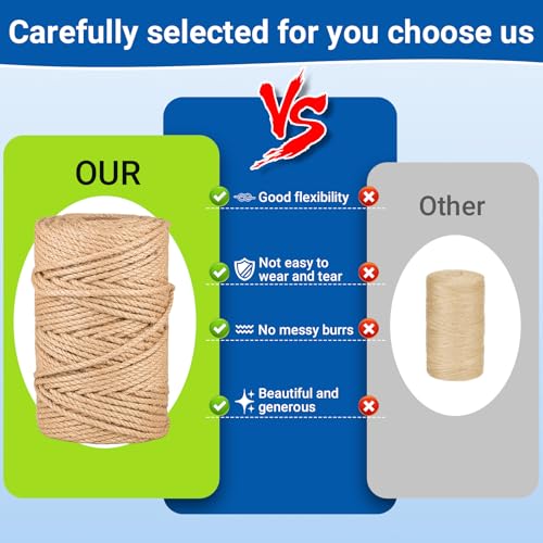 Natural Jute Twine String 1mm x 1312ft Bulk Jute Rope for Crafting (1312 Foot)