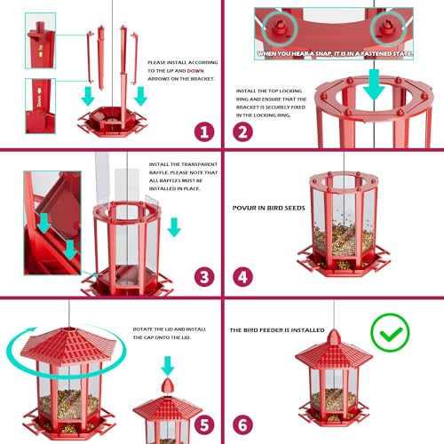 2 Pack Bird Feeders for Outdoor Hanging (Red / 2 PACK)