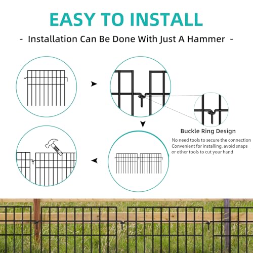 30 Panels Animal Barrier Fence (30 Panels-42.5ft(L)x13in(H) / Black)
