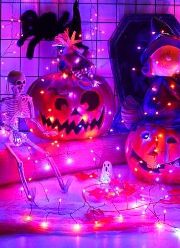 240 LED Solar Halloween Lights Outdoor Waterproof IP65 (Orange & Purple / 19.6Ft)