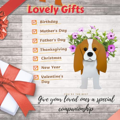 Brown King Cavalier Dog Planter Pots