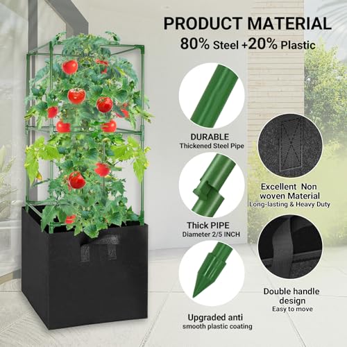 3 Pack Tomato Cages with 17 Gallon Grow Bags (3 Count)