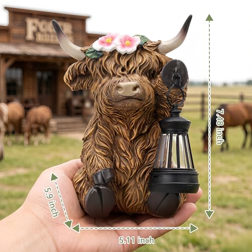 Solar Highland Cow Garden Outdoor Statue for Halloween (Highland Cow)
