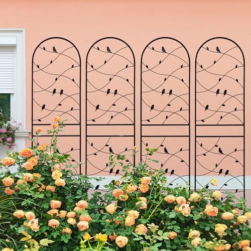 Metal Garden Trellis Rustproof Trellis for Climbing Plants Outdoor Flower Support Bird Deco