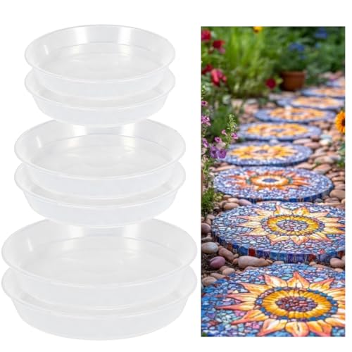 6 Pcs Round Stepping Stone Molds (Round-Clear)