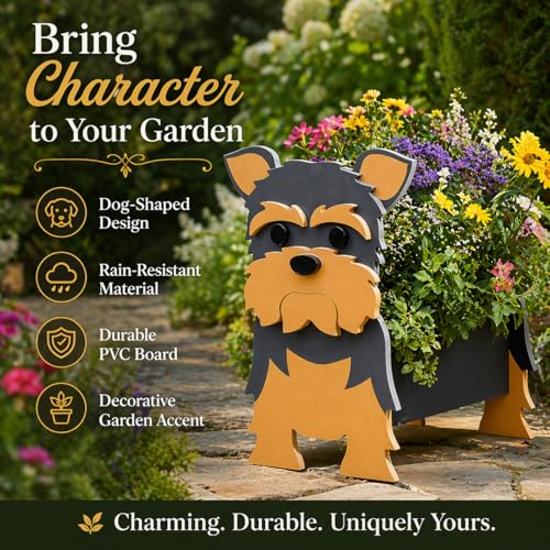 Small Yorkshire Terrier Dog Planter Plant Pots