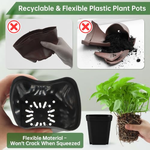 100 Pack Plant Nursery Pots 3.15 Inch (Black / 3.2Inch)