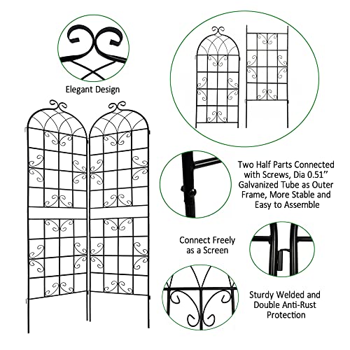4 Pack Metal Garden Trellis for Climbing Plants