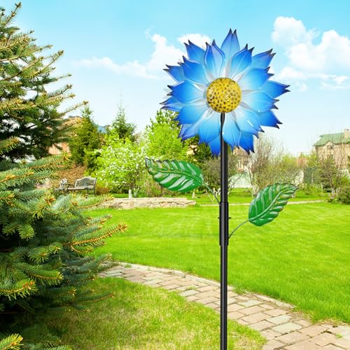 Blue Flower Metal Wind Spinner (Blue Flower)
