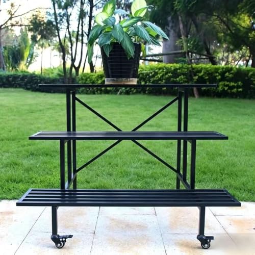 3 Tier Heavy Duty Metal Plant Stand with wheels easy assembly