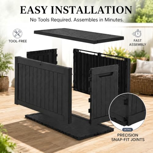 270 Gallon Lockable Resin Outdoor Storage Box (Black-1 / 270 Gallon)