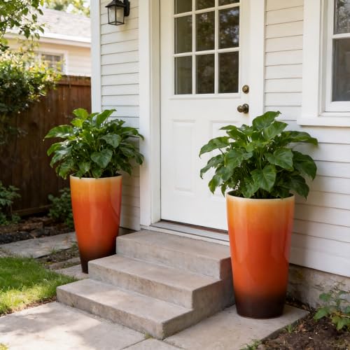 21 inch Tall Planters for Outdoor & Indoor Plants (Orange)
