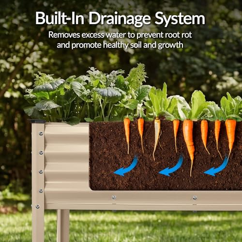 72x24x30in Non Toxic Galvanized Raised Garden Bed (72x24x30in / Beige)