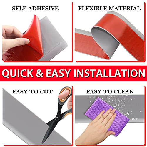 Vinyl Wall Base Rubber Baseboard Molding Trim Self Adhesive 3" Wide (Gray / 3in x 20ft)