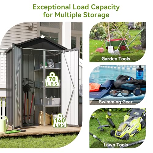 Vertical Outdoor Storage Cabinet 3.5’x2’ with Floor & Shelves Black (Black / 3.5'x2')