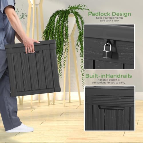 50 Gallon Waterproof Outdoor Resin Deck Box (Black / 50 Gallon)